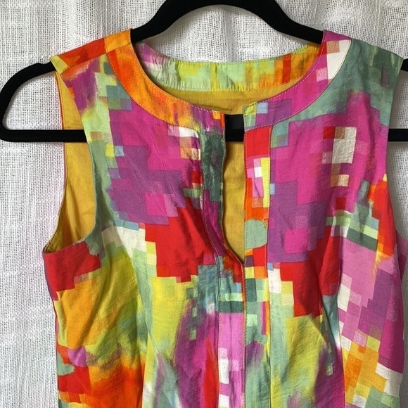 Nine West Bright Geometric Floral Sleeveless Tank Dress with Pockets Women 4 - Picture 2 of 7